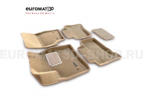 Текстильные 3D коврики Euromat3D Lux в салон для Porsche Cayenne (2002-2009) № EM3D-004100T Бежевые