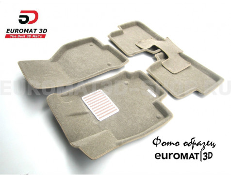 Текстильные 3D коврики Euromat3D Lux в салон для Porsche Panamera (2012-2016) № EM3D-004104T Бежевые