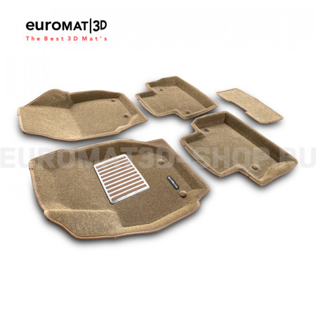 Текстильные 3D коврики Euromat3D Lux в салон для Volvo XC 60 (2008-2017) № EM3D-005505T Бежевые
