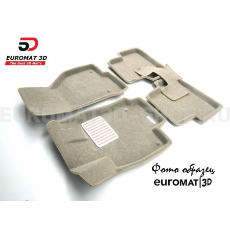 Текстильные 3D коврики Euromat3D Lux в салон для Cadillac CTS (2007-) (4WD) № EM3D-001305T Бежевый
