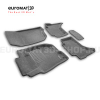 Текстильные 3D коврики Euromat3D Business в салон для Mitsubishi L200 (2015-) № EMC3D-003615G Серые
