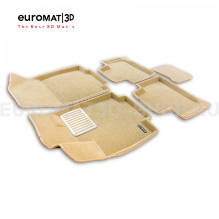 Текстильные 3D коврики Euromat3D Lux в салон для Haval H3 (2024-) № EM3D-001471T Бежевые